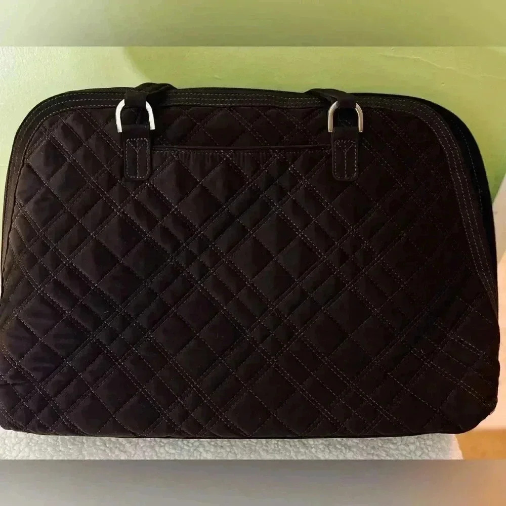 VERA BRADLEY Espresso Brown Microfiber Quilted Laptop Tote - Picture 5 of 12